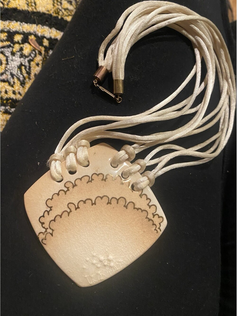 artisan studio craft Ceramic Necklace Vintage Signed Bonnie